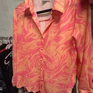 Princess Polly Pink & Peach Swirl Button-Down Shirt